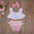 Ruffle Top Lace Pants Bow Headband Outfit