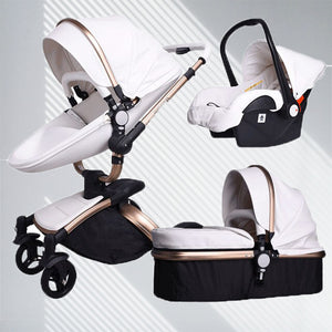 Luxe PU Leather 3 in 1 Stroller