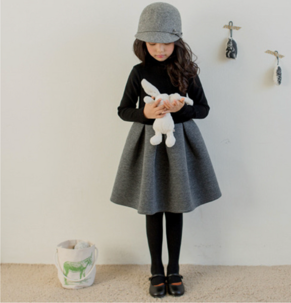 Moonbun Classy Winter Dress, Black(Size 3T)