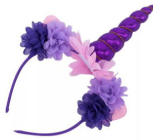 Unicorn Horn and Flower Headband Purple