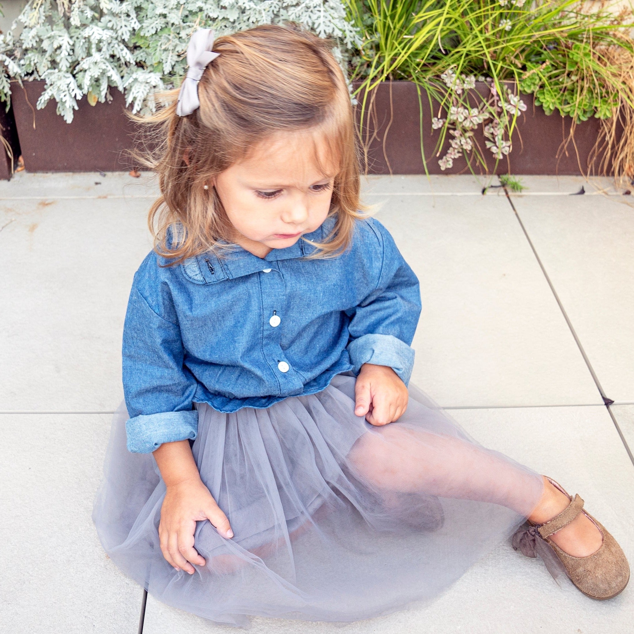 Moonbun Long-sleeve Denim Tutu Dress(Size 6T) Moonbun Long-sleeve Denim Tutu Dress(Size 6T)