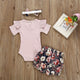 Ruffle Sleeve Romper Floral Bloomer Pants Outfit