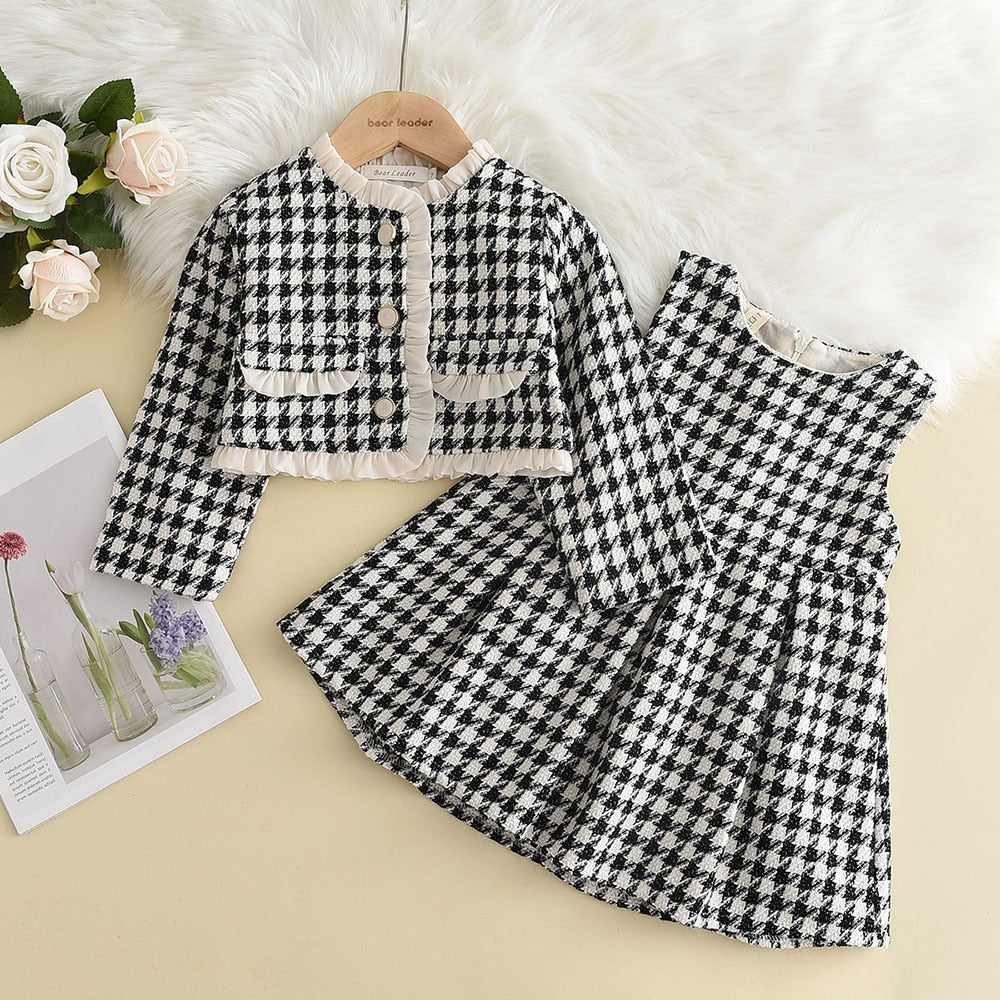 Moonbun 2-PC Knitted Dress and Cardigan Set, Black(Size 4T) Moonbun 2-PC Knitted Dress and Cardigan Set, Black(Size 4T)