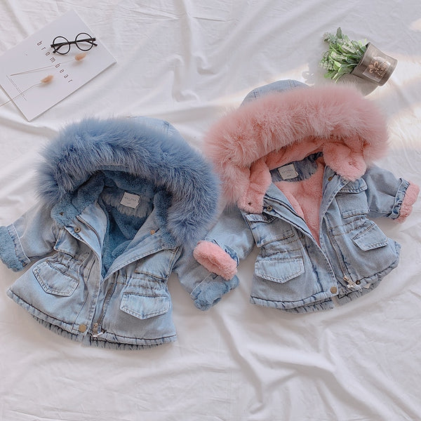 Women Loose Fit Winter Denim Coat Fur Collar With Big Pockets Short Jeans  Jacket | eBay