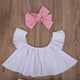 Ruffle Top Lace Pants Bow Headband Outfit