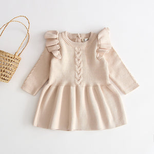 Frilled Sleeves Knitted Dress