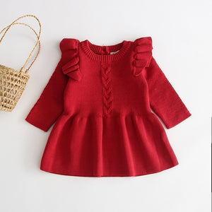 Frilled Sleeves Knitted Dress