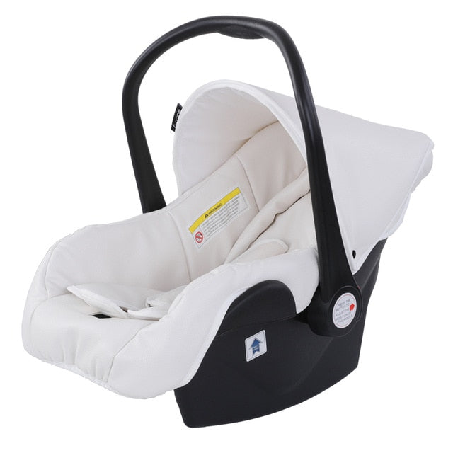 white car seat and stroller Luxe PU Leather 3 in 1 Stroller