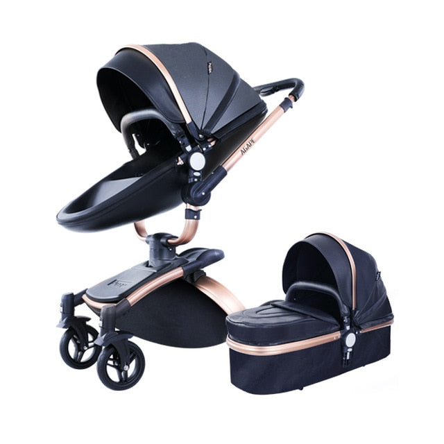 leather baby stroller Luxe PU Leather 3 in 1 Stroller