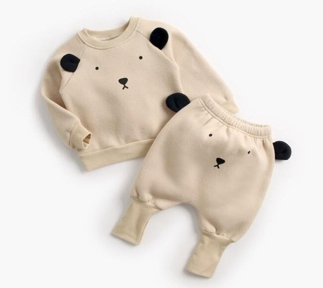 Moonbun Animal Printed 2-Piece Sweatshirt Set, Beige(Size 2-3T) Moonbun Animal Printed 2-Piece Sweatshirt Set, Beige(Size 2-3T)