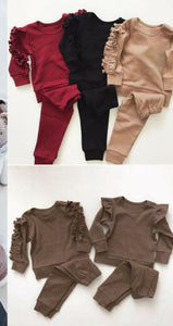 Ruffles Sweatshirt + Pants Clothing Set