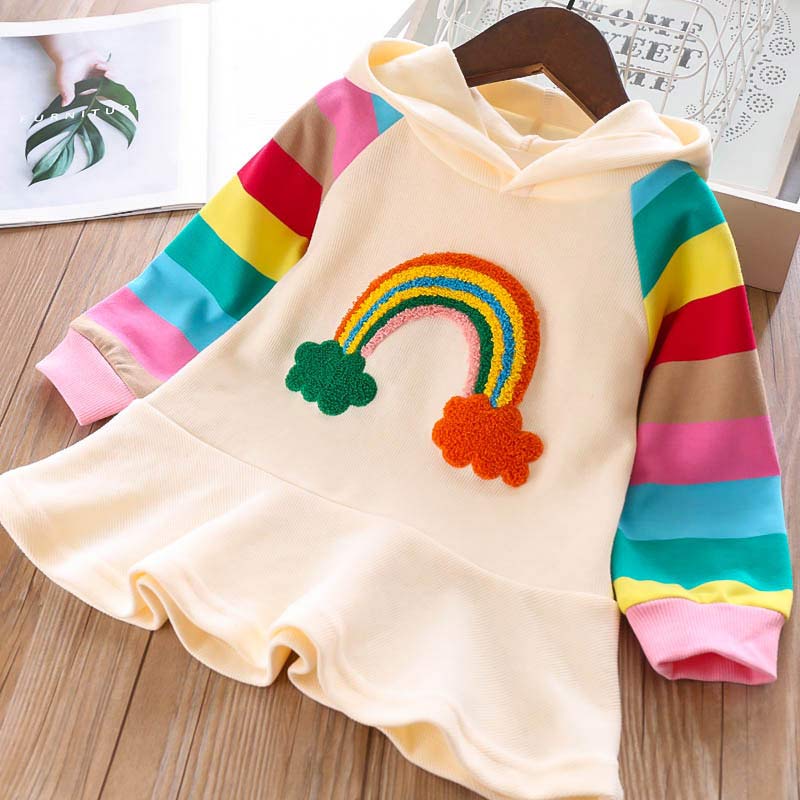 Moonbun Hooded Rainbow Dress Long Sleeve(Size 4T) Moonbun Hooded Rainbow Dress Long Sleeve(Size 4T)