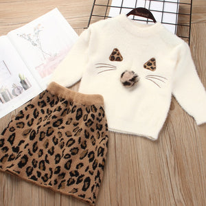 Fluffy Cat Outfit 2pcs set