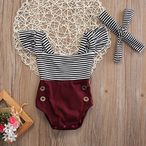 Baby Striped Romper Set d1