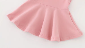 Long-Sleeve Pleated Cotton Dress