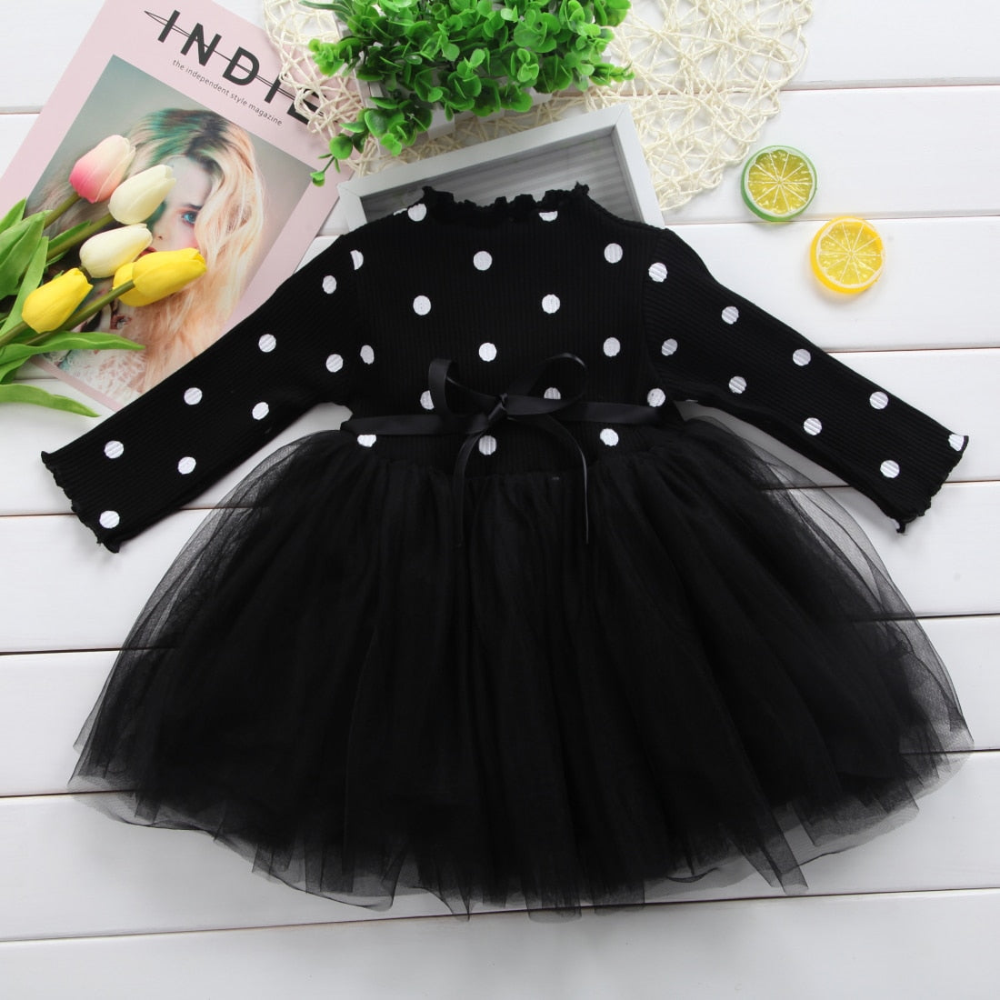 Moonbun Polka Dot Tutu Dress, Black(Size 3T) Moonbun Polka Dot Tutu Dress, Black(Size 3T)