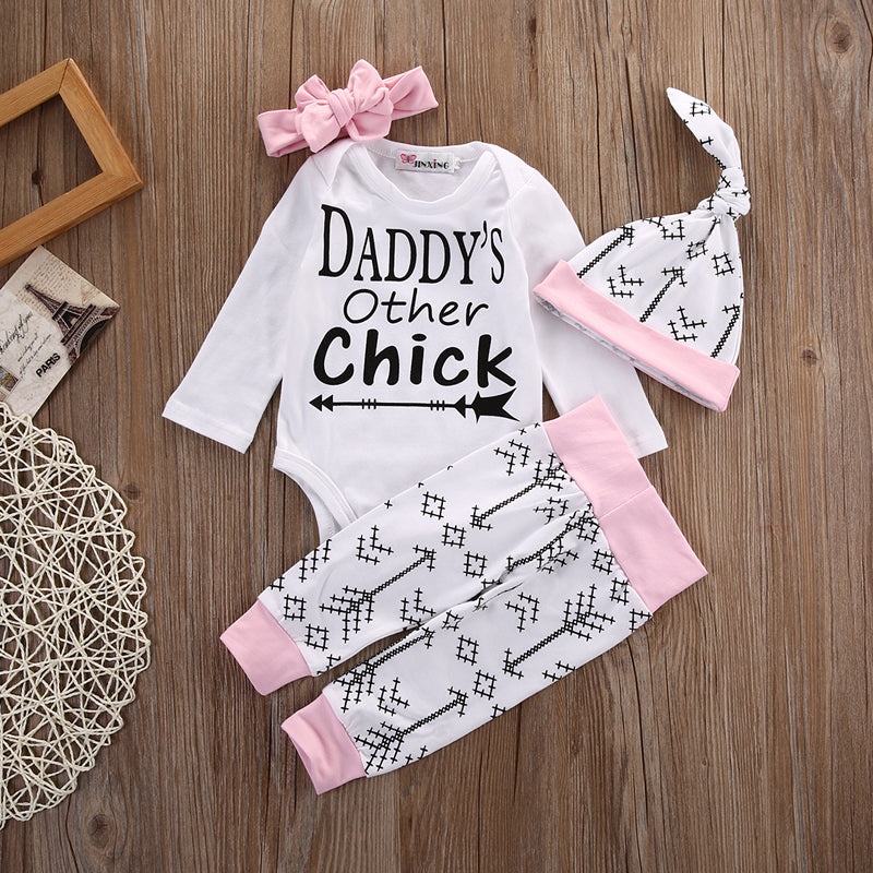 Daddy's Other Chick Printed Baby Outfit 3pc Set