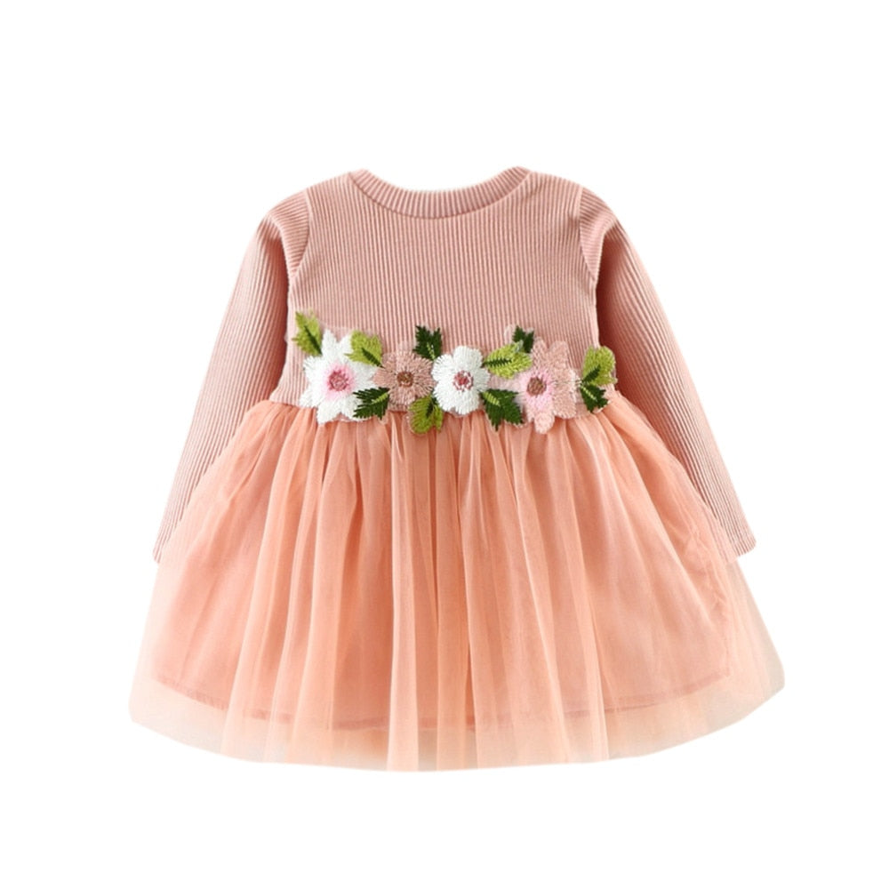 Girls Baby / Toddler Long Sleeve Tulle Dress (Age 9m-3yrs) Peach / 18M Girls Baby / Toddler Long Sleeve Tulle Dress (Age 9m-3yrs) Peach / 18M